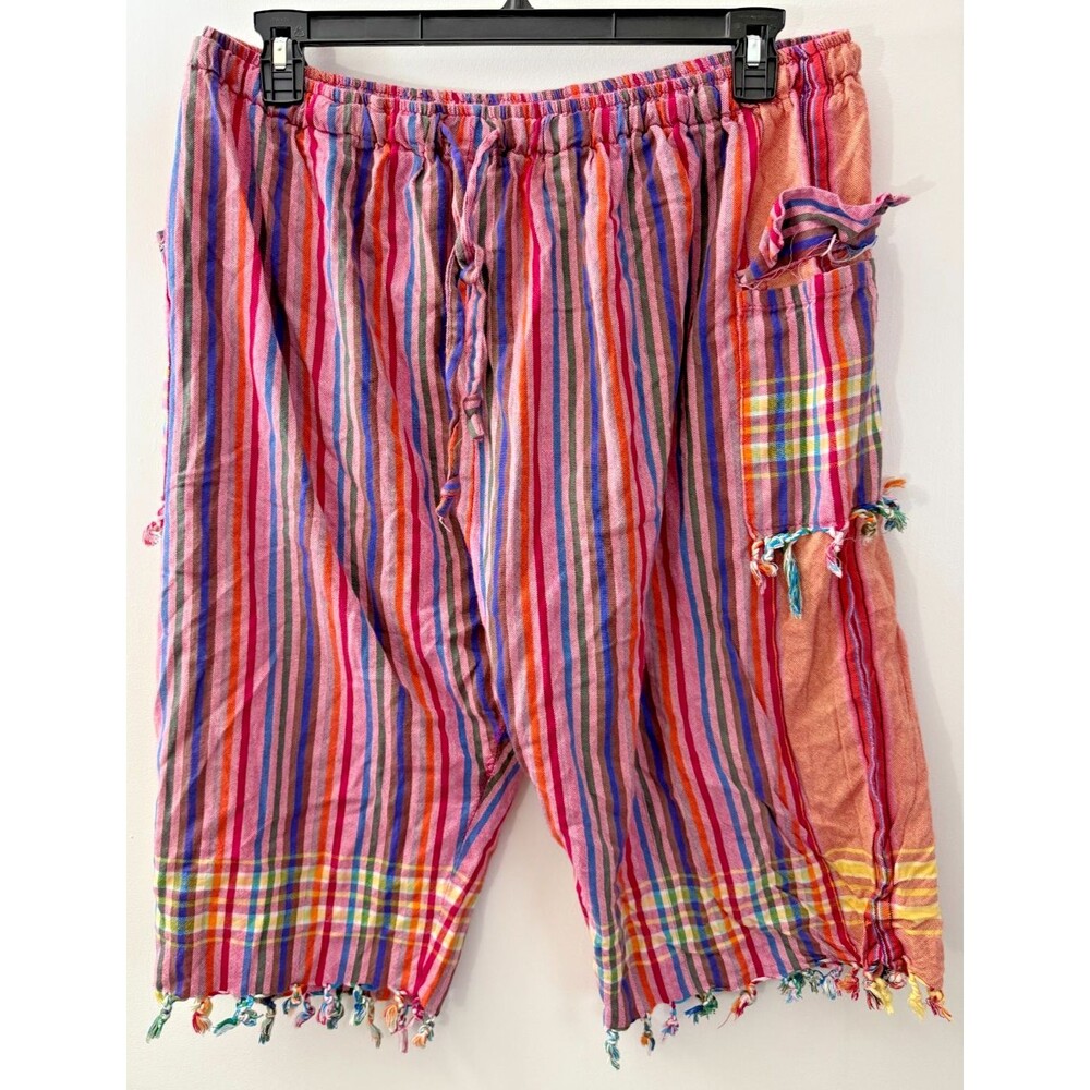 Boho Hippie Shabby Chic Capri Crop Pants Women's Plus 3X Fringe Festival Stretch